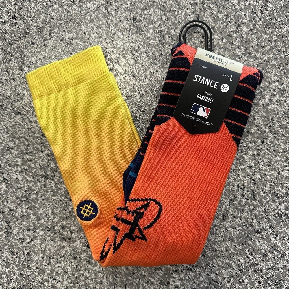 Stance Houston Astros Baseball Socks Mens L MLB Official On Field OTC Orange